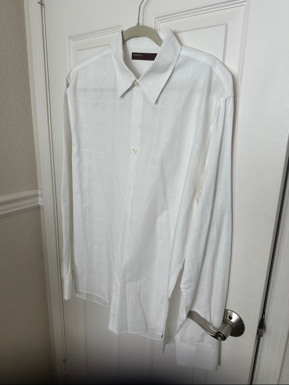 Perry Ellis White Textured Dress Shirt